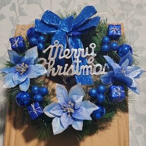 Blue and Silver Holiday Wreath